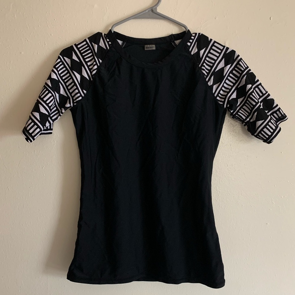 Black Short Sleeved Swim Shirt